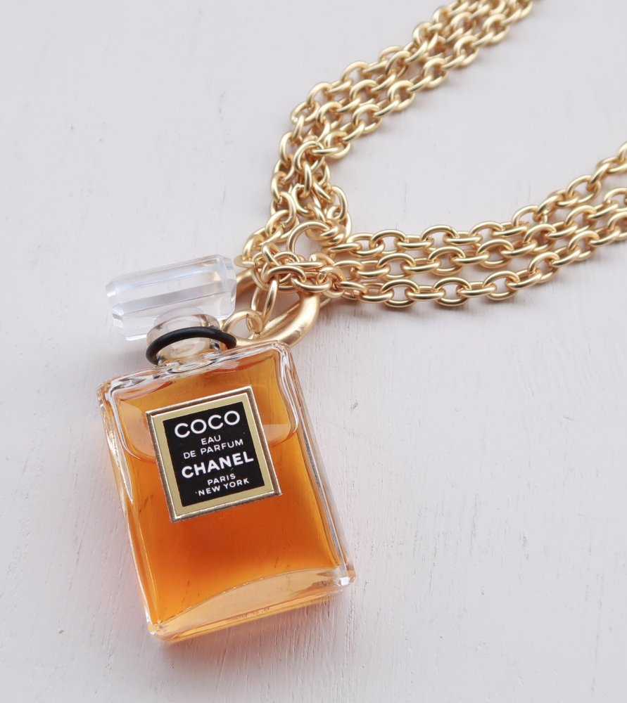 カラーゴールドシャネル ネックレス 香水 チェーン COCO ヴィンテージ レディース