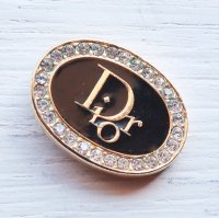 1031 Dior（ヴィンテージ　ディオール） Dior ロゴ マーク ビジュー ボタン　ブラック