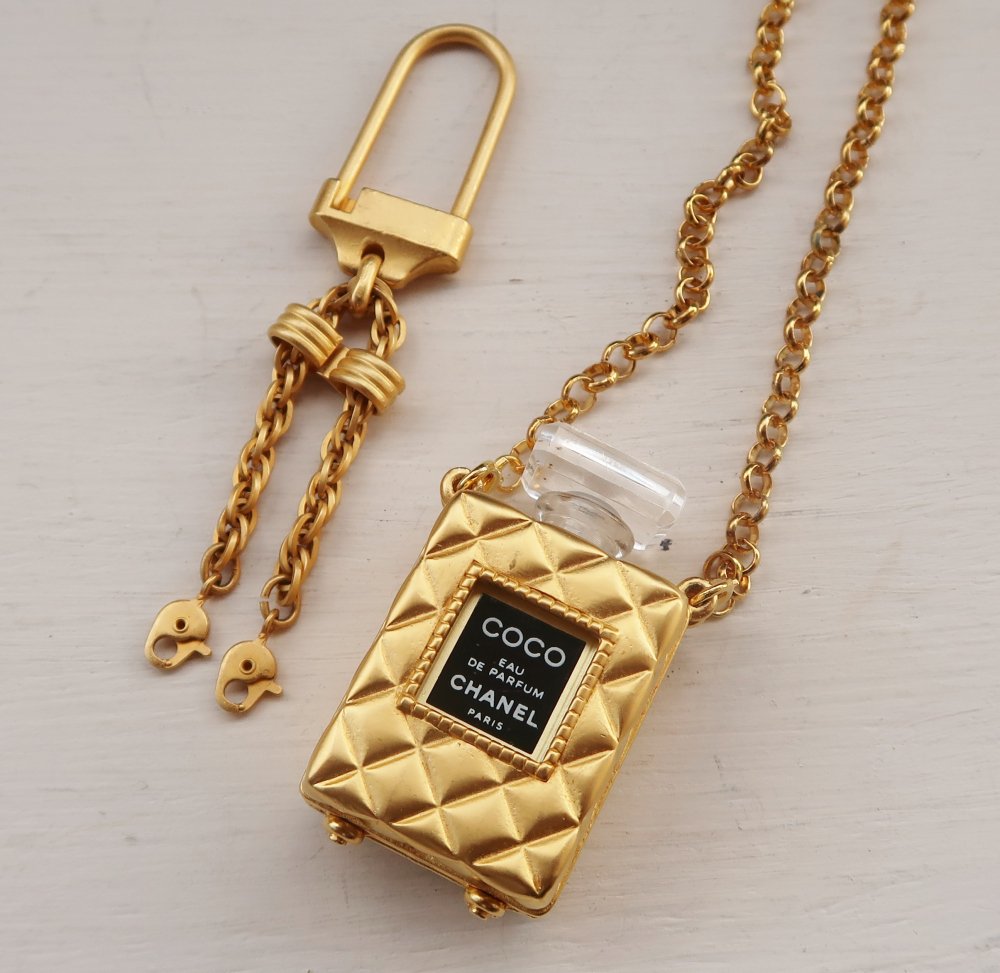 CHANEL vintage （シャネル）PERFUME BOTTLE MATELASSE 2WAY KEY CHAIN NECKLESS 香水瓶  チェーン マトラッセ キーホルダー ネックレス - vintage & select shop The Delight shop