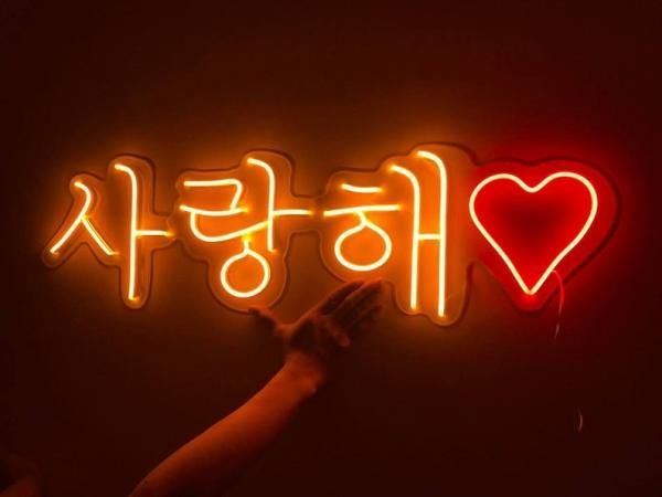 LED ネオンサイン インテリア 韓国語愛してる LED NEON SIGN