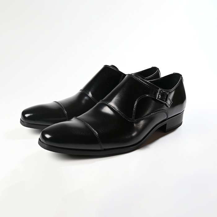 LV432 ブラック モンクストラップ - コージ製靴
