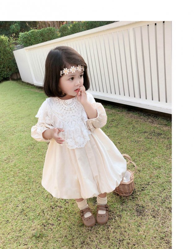 ワンピース キッズ 子供服 女の子 春服 長袖 レースワンピース