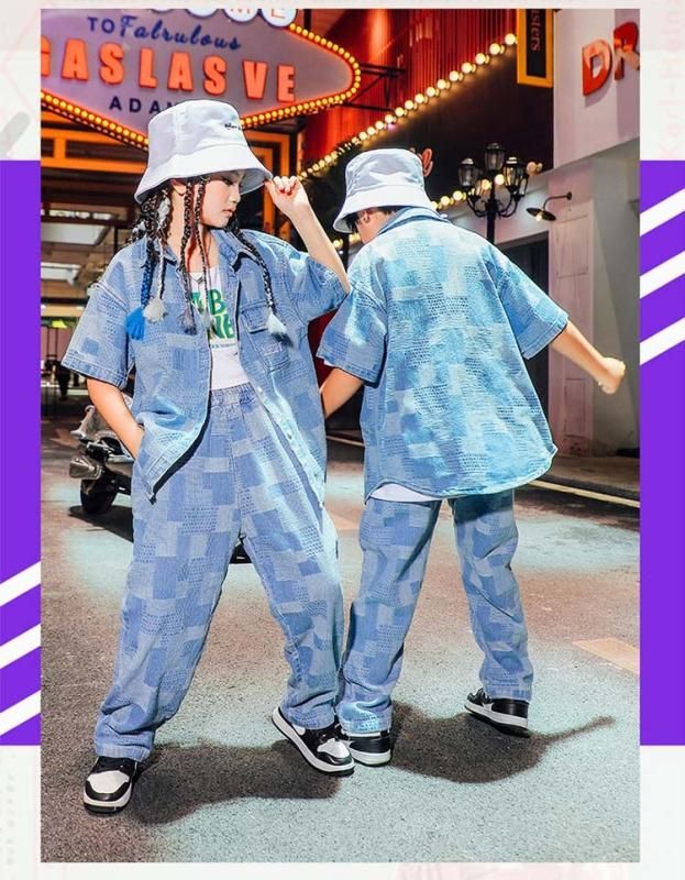 セットアップ】キッズ ダンス衣装 デニムシャツ ジーパン 子供服