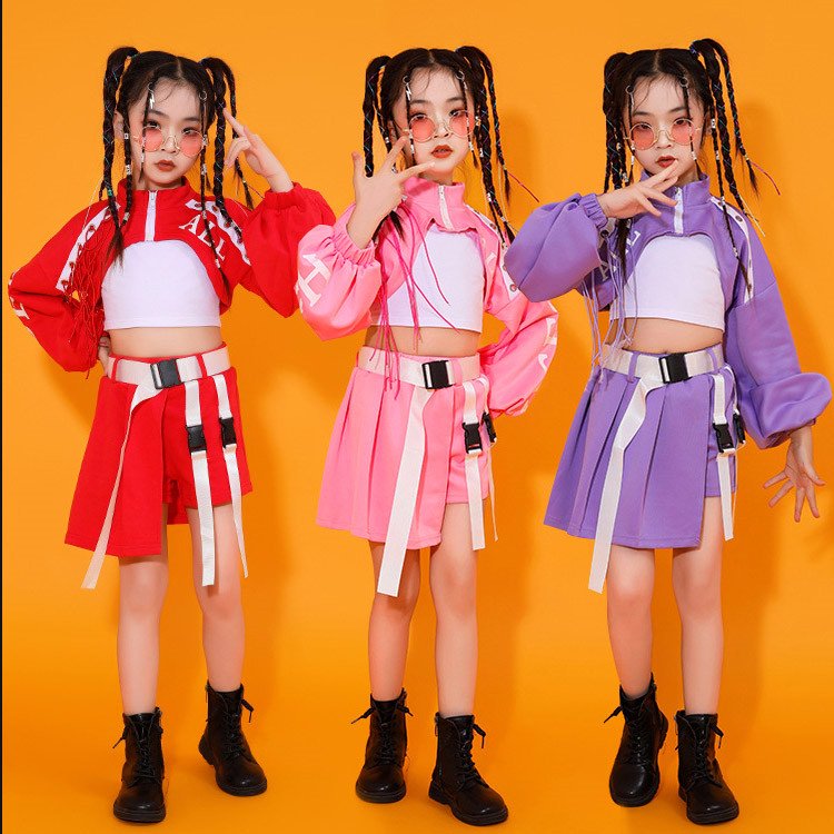 キッズ ダンス衣装 ステージ衣装 セットアップ へそ出し チア チアガール ジャズダンス ヒップホップ 女の子 応援団 演奏会 練習着 おしゃれ 人気  - just-for-you