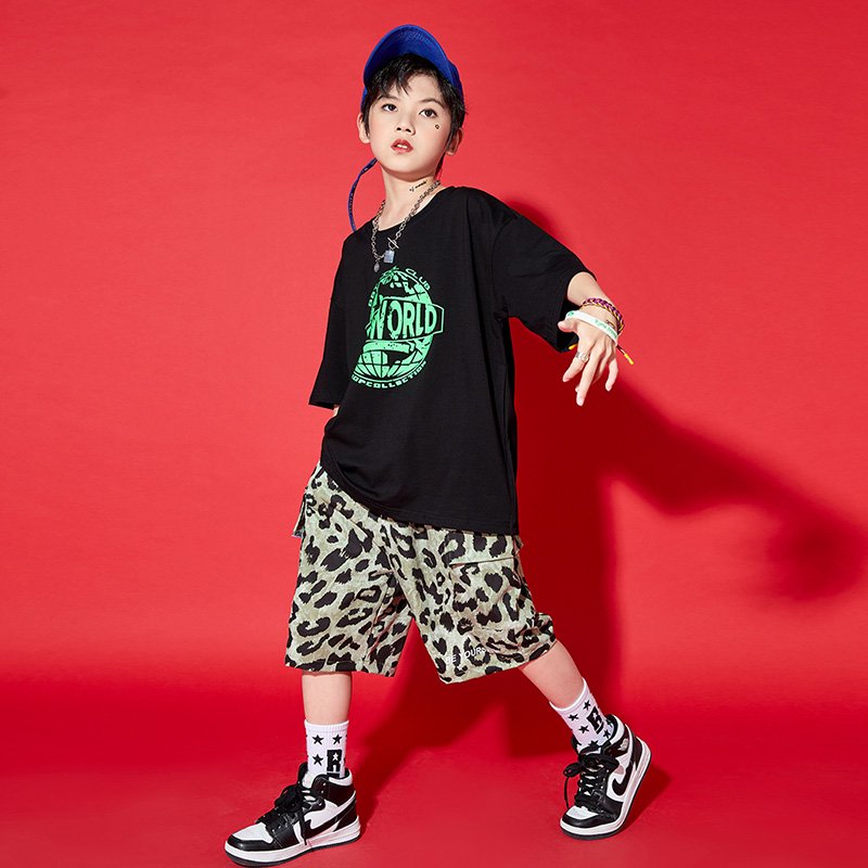 男の子 女の子 ダンス衣装 キッズ tシャツ 半袖 ブラック ハーフパンツ