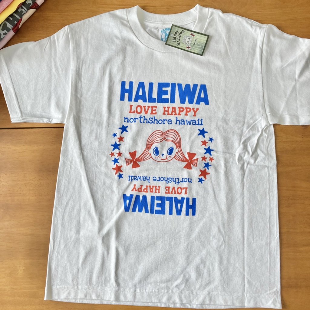 現品限り！Happy HALEIWA レディースTシャツ：LOVE HAPPY ホワイト　M