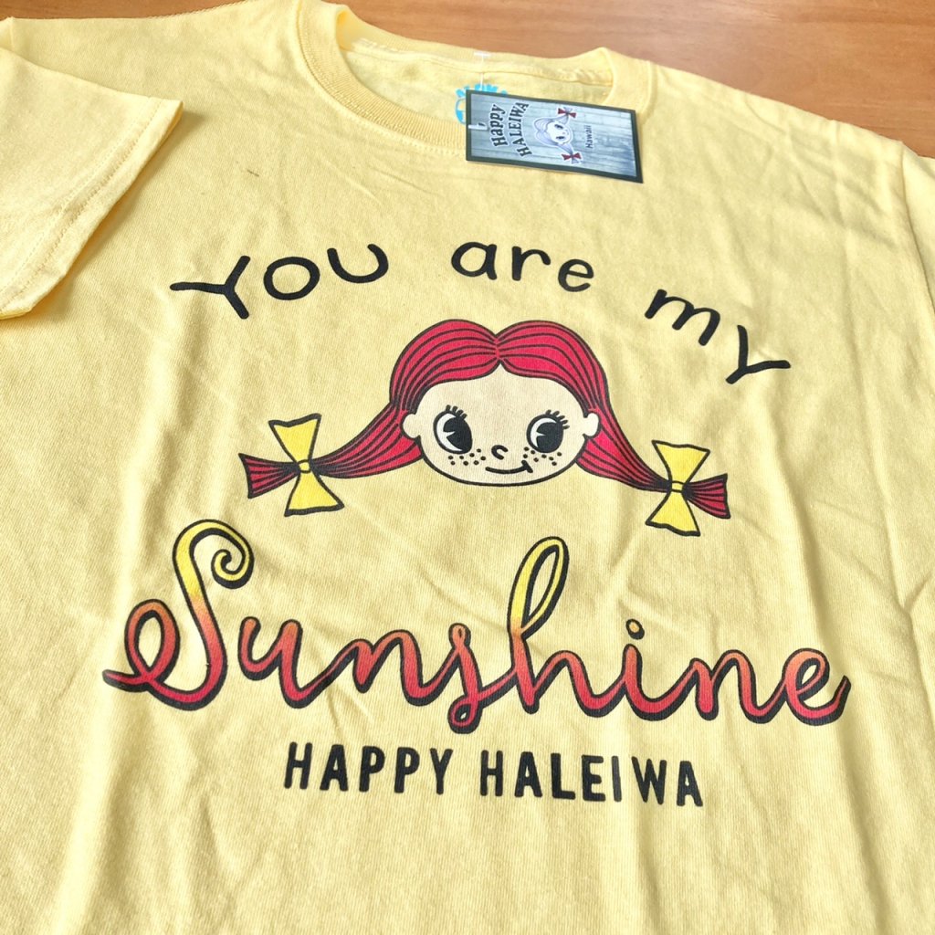 現品限り！Happy HALEIWA レディースTシャツ：You are my Sunshine イエロー　M