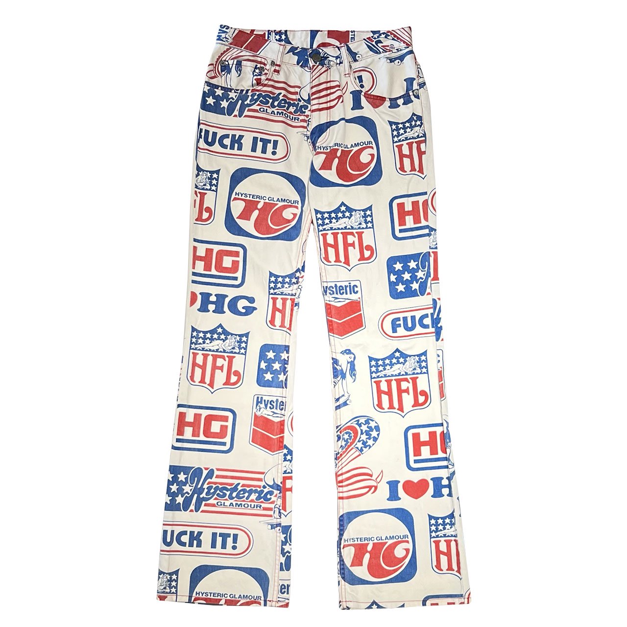 90's HYSTERIC GLAMOUR TOTAL PATTERN FLARE PANTS - 142857