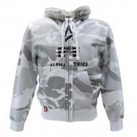 <img class='new_mark_img1' src='https://img.shop-pro.jp/img/new/icons1.gif' style='border:none;display:inline;margin:0px;padding:0px;width:auto;' />PROTOTYPES FLEECE BCKD JERSEY WHITE CAMO FUR TRIMMED HOODIE
