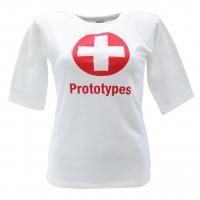 <img class='new_mark_img1' src='https://img.shop-pro.jp/img/new/icons1.gif' style='border:none;display:inline;margin:0px;padding:0px;width:auto;' />PROTOTYPES STRETCH COTTON WHITE +RED PRINT SWISS CROSS PT' TEE
