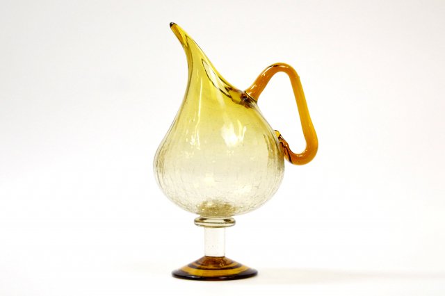 GIR605【手作りペルシアグラス】ゴールドの白鳥イメージの水挿し