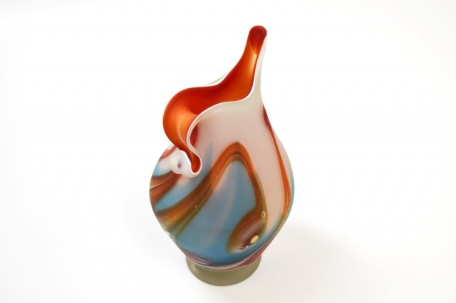 GIR610【手作りペルシアガラス】曲線がきれい、アートな水挿し
