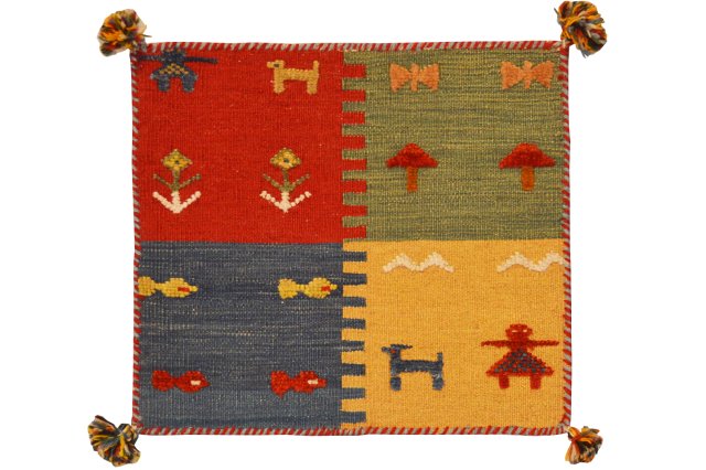 GIR954【ペルシア　キリムギャッベ】遊牧民の手織り・草木染め