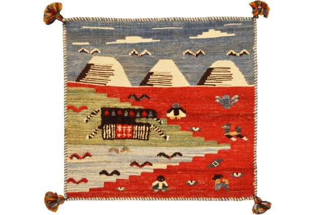 GIR958【ペルシア　キリムギャッベ】遊牧民の手織り・草木染め