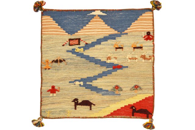GIR959【ペルシア　キリムギャッベ】遊牧民の手織り・草木染め