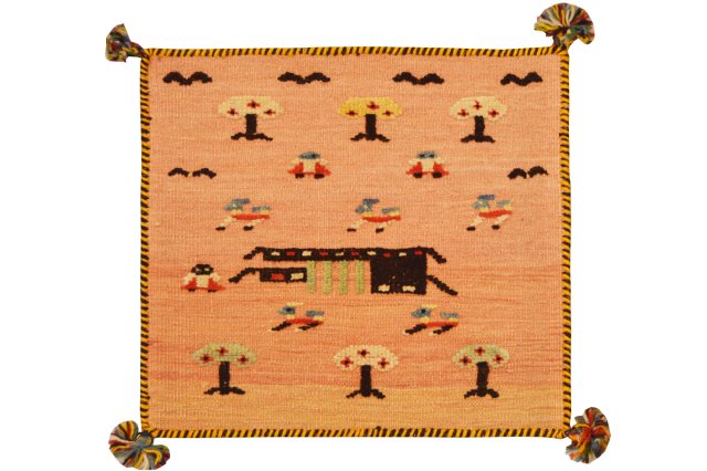 GIR960【ペルシア　キリムギャッベ】遊牧民の手織り・草木染め