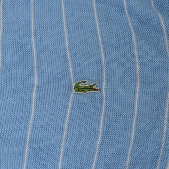 【中古】CHEMISE LACOSTE(ケミス ラコステ)メンズ【ニットカーディガン】フランス製ストライプ水色フレンチラコステ(古着)la5