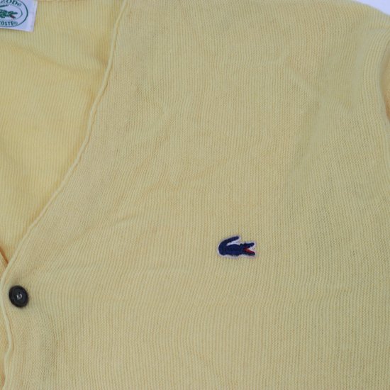 中古】LACOSTE(ラコステ)IZODメンズ【ニットカーディガン】黄USA製