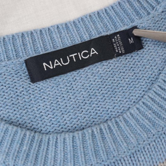 中古】NAUTICA(ノーティカ)ボーダーメンズセーター【ニット】水色青