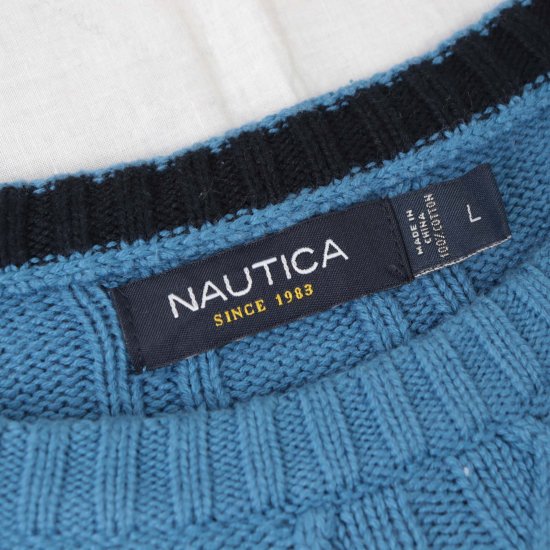 中古】NAUTICA(ノーティカ)ワンポイントメンズセーター【ニット】青