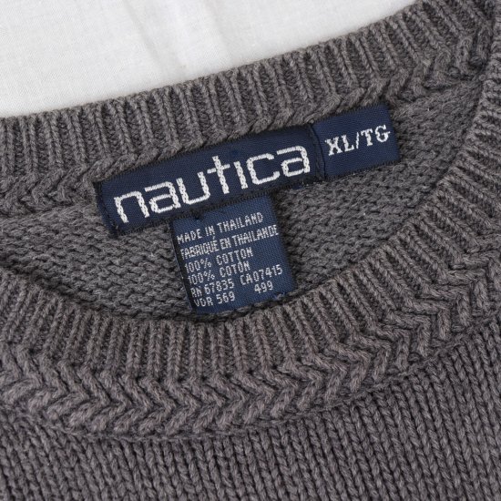 【中古】NAUTICA(ノーティカ)ワンポイントメンズセーター【ニット】灰グレーXL(古着)kt40