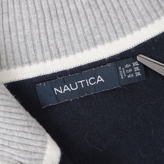 中古】NAUTICA(ノーティカ)ハーフジップメンズセーター【ニット】ZIP白