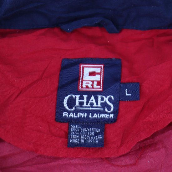 【中古】CHAPS Ralph Lauren(チャップスラルフローレン)メンズL【ナイロンプルオーバー】アノラックトラック【古着】赤n25