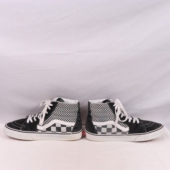 【中古】VANS(バンズ)メンズSK8-HI(ハイトップ)スケートハイ【26.5cm】黒白ブロックチェックet1199