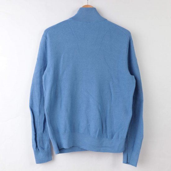 【中古】RalphLauren(ラルフローレン)ポロpoloハーフジップZIPメンズ【ニット】水色青ブルーL(古着)kt117