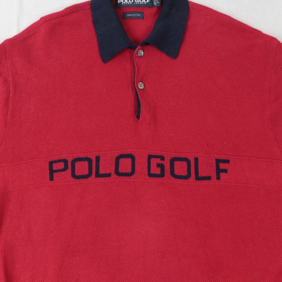 【中古】POLO GOLF/RalphLauren(ポロゴルフ/ラルフローレン)長袖ポロメンズ【ニット】赤系L(古着)kt144