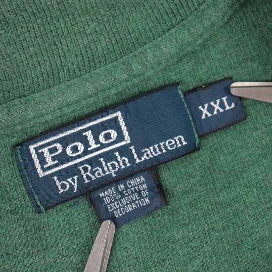 【中古】RalphLauren(ラルフローレン)ポロpoloワンポイントハーフジップZIPメンズ【スウェット】緑グリーン系XXL(古着)kt158