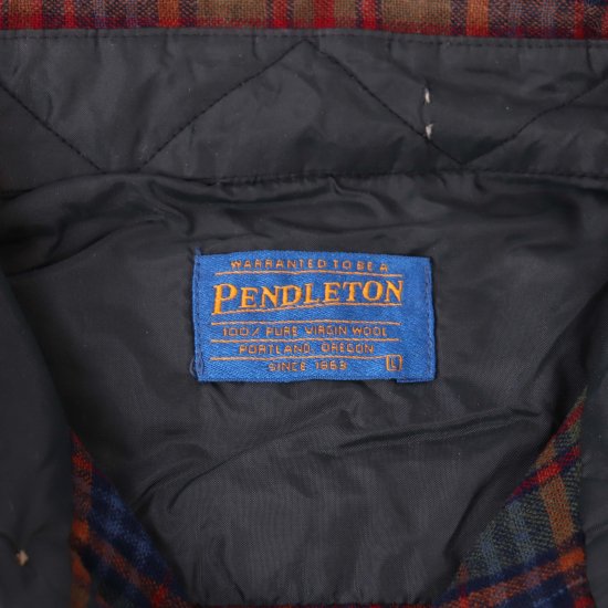 【中古】PENDLETON(ペンドルトン)メンズ L【ウールシャツ】茶 緑 チェック(古着)lsh154