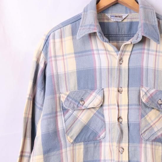 カ*メ様 80s FIVE BROTHER ファイブブラザー バッファロー ネル 中古】80's FIVE BROTHER(ファイブブラザー)メンズ XL