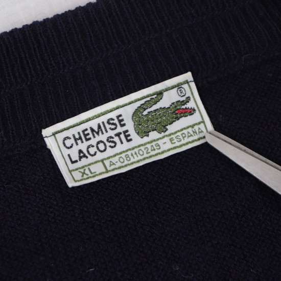 【中古】CHEMISE LACOSTE(ケミス ラコステ)メンズXL【ニットカーディガン】紺ネイビー(古着)la63