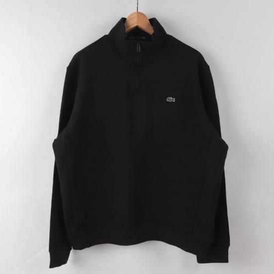 中古】LACOSTE(ラコステ)メンズXXL【スウェット】ハーフジップZIP黒