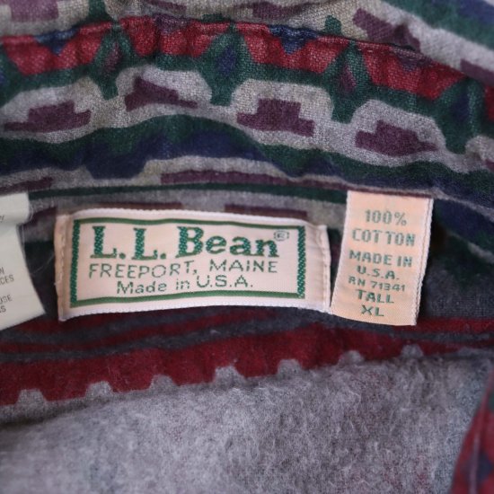 中古】80's L.L.Bean(エルエルビーン)メンズXL【総柄シャツ】USA製長袖