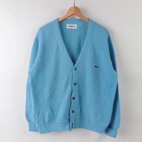 中古】LACOSTE(ラコステ)IZODメンズ【ニットカーディガン】水色ブルー