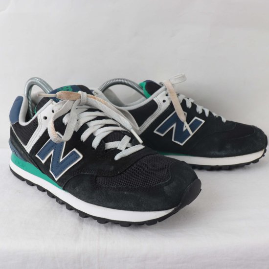 中古】New Balance(ニューバランス)メンズ574【25.5cm】黒ブラック紺緑