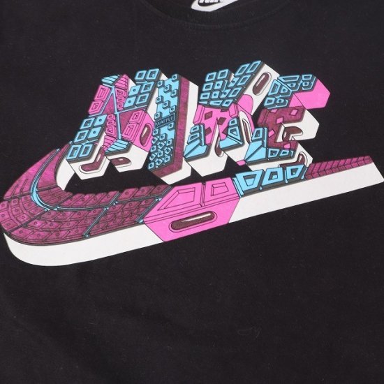 【中古】(ナイキ)nikeメンズレディースS【Tシャツ】ロゴT半袖クルーネック【古着】黒ピンクブランドTシャツst31