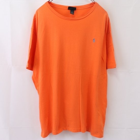 中古】(ラルフローレン)POLO RALPH LAURENメンズXL【Tシャツ】ビッグサイズワンポイント半袖クルーネック ポニー【古着】オレンジ水色ブランドTシャツst101