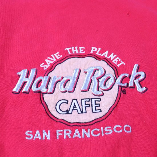 【中古】USA製HARD ROCK CAFE(ハードロックカフェ)メンズXL【スウェット】赤(古着)sw14