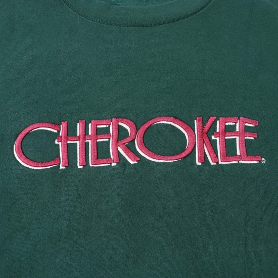 【中古】80'sチェロキー(CHEROKEE)USA製メンズXL【スウェット】緑グリーン80年代(古着)sw29