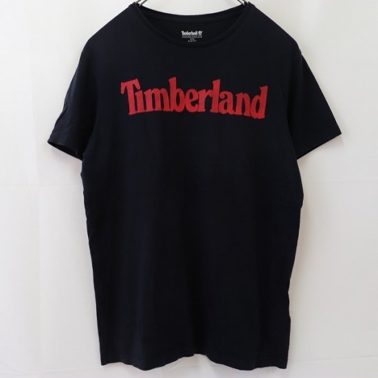 【中古】(ティンバーランド)TimberlandメンズM【Tシャツ】ロゴTシャツ半袖クールネック【古着】ネイビー赤st246