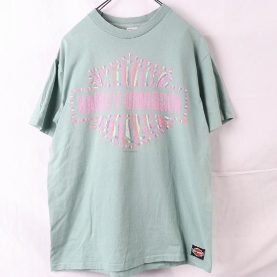 希少】ハーレーダビッドソン 半袖 Tシャツ 両面プリント XL グリーン