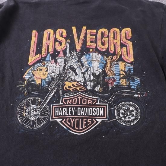 ハーレーダビッドソン Harley-Davidson 両面プリント Vネック モーターサイクル バイクTシャツ レディースM /eaa369212