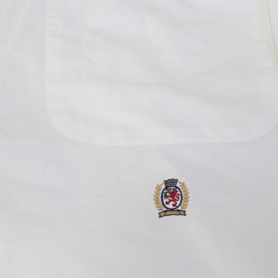 basse古着【90sオールド】トミーヒルフィガー  刺繍エンブレム　長袖BDシャツ　ホワイト