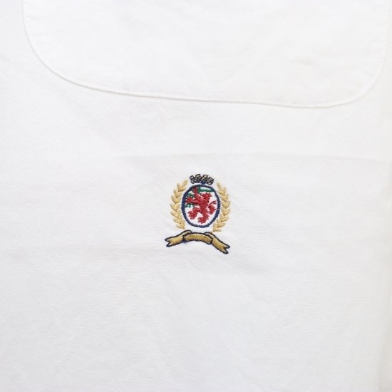 TOMMY HILFIGER ポロシャツ ホワイト エンブレム 刺繍 Lサイズ-