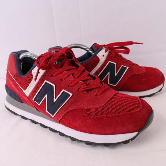 中古】New Balance(ニューバランス)メンズ574【27.0cm】赤レッド紺白yy4790