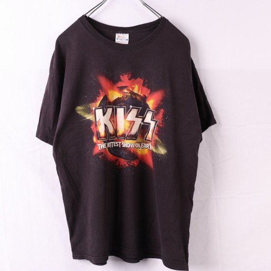 【中古】(キッス)KISSメンズレディーXL【Tシャツ】ジーンシモンズバンドtロックt半袖【古着】黒Tシャツst324