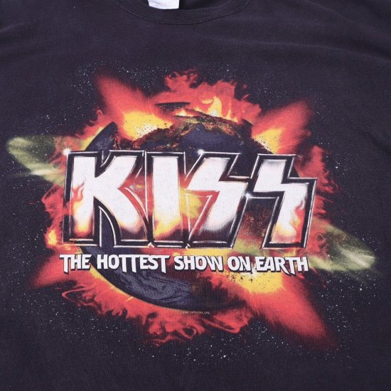 中古】(キッス)KISSメンズレディーXL【Tシャツ】ジーンシモンズバンドtロックt半袖【古着】黒Tシャツst324